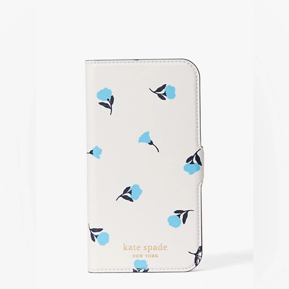 Kate Spade Glitter Black & Dainty Bloom IPhone 12 mini Magnetic Wrap Folio Cases